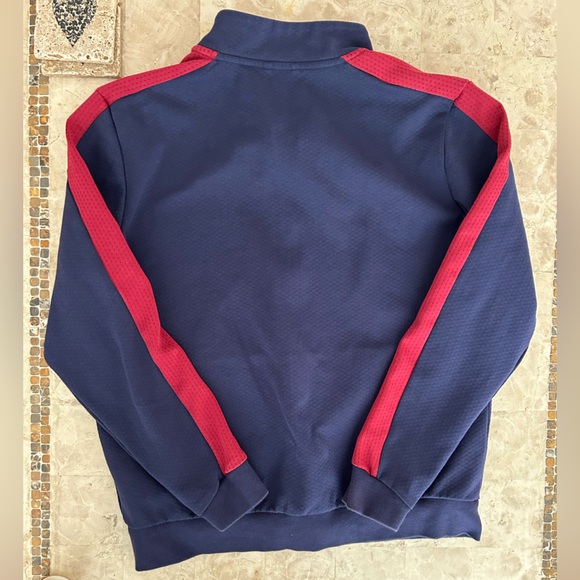 Puma Mens Zip Up Lightweight Athletic Jacket Blue/ Maroon Stripe Down Arm Size L - Picture 3 of 7